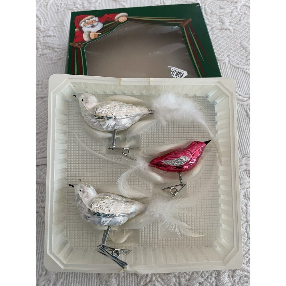 Vtg Krebs & Sohn German Glass Bird Christmas Ornaments Xmas Tail Feathers - 3